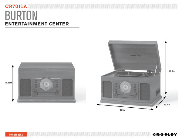 Crosley Electronics Burton 3 Speed Turntable Decorative Record